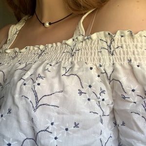 White Floral Off-the-shoulder Top